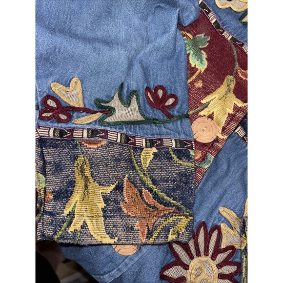 Sante Classics VTG 100% Cotton Denim FALL Embroidered Jacket Shirt Women's XL - Picture 13 of 16